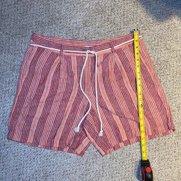 J. Jill - Linen Multi-colored Striped Shorts with Adjustable Belt - Picture 9 of 12